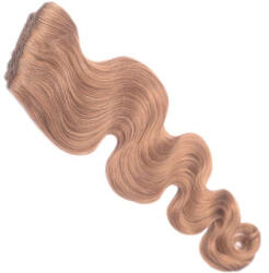 HairExtensionShop Csatos Hullámos Emberi Póthaj Standard Világosbarna Színben 40cm Body Wave (Szín #8) (RCBW408)