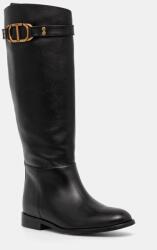 Twinset bőr csizma fekete, női, lapos talpú, 242TCP092 - fekete Női 40
