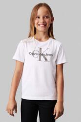 Calvin Klein gyerek pamut póló fehér, nyomott mintás, IU0IU00676 - fehér 128