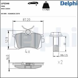 DELPHI fékbetétkészlet, tárcsafék DELPHI LP3346 (LP3346)