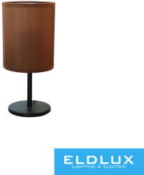 ELDLUX Asztali lámpa fekete kör alap barna TC egyenes lámpaernyővel E14 (1105BR) - dreamlighting