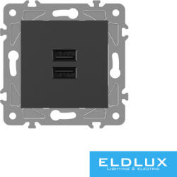 ELDLUX ELDGROUND 2×USB töltő ajzat type A 2.1A/2×1.05A fekete (ELD302405)