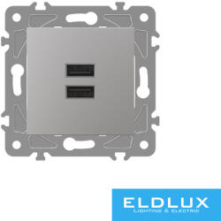 ELDLUX ELDGROUND 2×USB töltő ajzat type A 2.1A/2×1.05A ezüst (ELD303405)