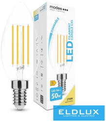 Modee LED Izzó Filament Gyertya (Candle) C35 7W E14 360° 2700K (806 lumen) dimm (ML-CF2700K7WE14D)