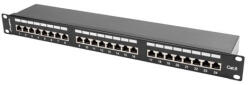 Lanberg Patch panel 24 port 1U 19" CAT. 6 árnyékolt, fekete (PPS6-1024-B) - granddigital