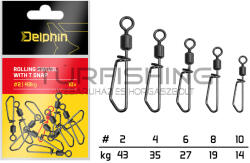 Delphin Rolling swivel with T snap / 10db #2/43kg (101003541)