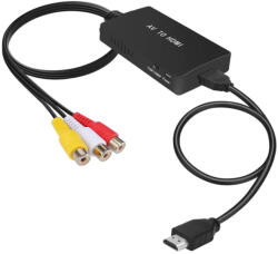 RCA -HDMI átalakító, AV-HDMI adapter, AV kompozit CVBS Video Audio Converter adapter, amely támogatja az 1080P felbontást PS2 / PS3 / STB / XBOX VHAS / VICR / Blue-ray (átalakító)