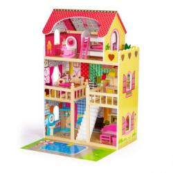 ECOTOYS Casuta de papusi inalta din lemn cu mobilier si piscina (W06A333E) Casuta papusi