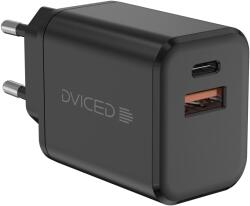 DVICED fali töltő 35W GaN 1 USB-A, 1 USB-C EU kábellel - Fekete