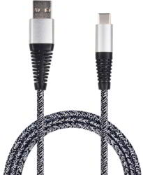 2GO USB-A Apa - USB-C Apa Adat és Töltő Kábel - Ezüst/Fekete 1m