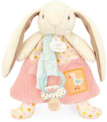 Doudou Iepuraș de pluș cu clips pentru suzetă Lapin Ciboulette Doudou Dummy Holder Doudou et Compagnie în ambalaj cadou 19 cm de la 0 luni (DC4209)