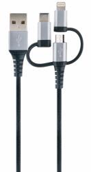 SCHWAIGER 3-in-1 Univerzális iPhone Szinkron és Adatkábel 1.5m - Fekete/Ezüst (LKU100533)
