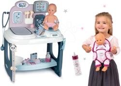 Smoby Set masă medicală Baby Care Center Smoby și sticlă cu marsupiu pentru păpușă (SM240300-1)