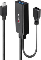 Lindy 43344 USB-C Apa - USB-A Anya 3.2 Gen 1 Aktív Adapterkábel - Fekete 5m (43344)
