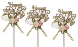 Fundrag 3 db fa Happy Birthday tortabeszúró