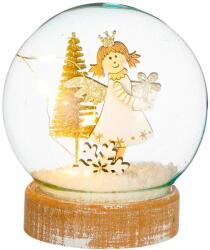 LAALU karácsonyi dekoráció, hógömb, angyal ajándékkal, 11 cm (LAU-6196)