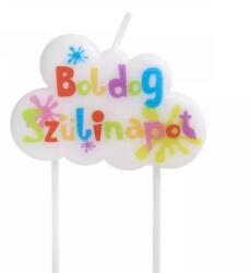 QX Boldog szülinapot felhőgyertya - 10 cm (497376) - jatekbolt