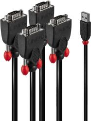 Lindy 42675 USB Type-A Apa - 4x RS232 Apa Adatkábel - Fekete