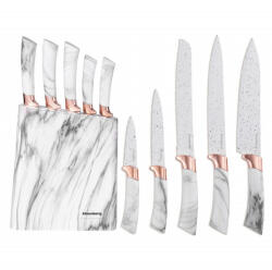 Klausberg Set cutite cu suport Klausberg KB 7769, 6 piese, Manere ergonomice, Otel inoxidabil, Marmura alba (KB 7769)