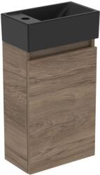 Ideal Standard Eurovit+ 35 cm fali szekrény balos mosdóval, matt fekete/Flint Hickory R0579Y9 (R0579Y9)