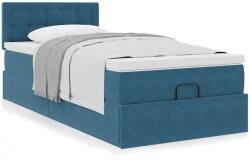 vidaXL Ottomán ágykeret matraccal sötétkék 90x190cm bársony (3311889)