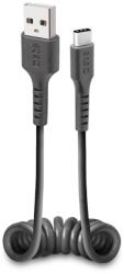 SBS TECABLETYPCSK USB-A Apa - USB-C Apa 2.0 Adat és Töltő spirálkábel - Fekete 0.5m