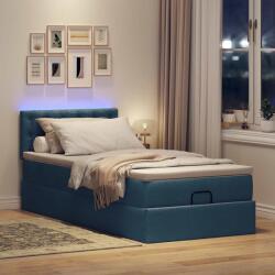 vidaXL Ottomán ágy matraccal & LED kék 90x200 cm szövet (3312449)