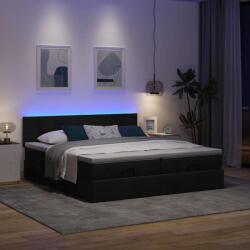 vidaXL Ottomán ágykeret matracokkal Fekete 160x200cm szövet (3312838) - vidaxl