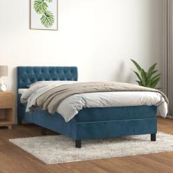 vidaXL sötétkék bársony rugós ágy matraccal 90x190 cm (3141459)