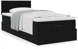 vidaXL Ottomán ágykeret matraccal fekete 90x190cm bársony (3311887)