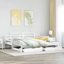 vidaXL fehér kihúzható heverő fiókokkal matrac nélkül 90 x 200 cm (3302238)