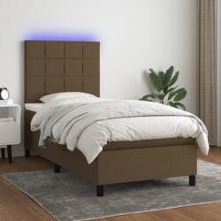 vidaXL barna szövet rugós és LED-es ágy matraccal 90x190 cm (3134840)