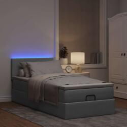 vidaXL világosszürke szövet ottomán ágy matraccal & LED-ek 90x200 cm (3312194)