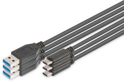 ASSMANN AK-880903-010-S USB-A Apa - USB-C Apa 2.0 Adat és Töltőkábel - Fekete 1m 3db
