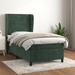 vidaXL sötétzöld bársony rugós ágy matraccal 100 x 200 cm (3129258)