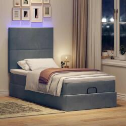 vidaXL Ottomán ágykeret matracokkal sötét szürke 90x200cm bársony (3314223)