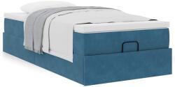 vidaXL Ottomán ágykeret matraccal sötétkék 90x200cm bársony (3311163)