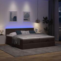 vidaXL Ottomán ágykeret matracokkal Sötétbarna 180x200cm szövet (3312825)