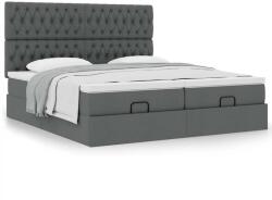 vidaXL Ottomán ágykeret matracokkal Sötét szürke 200x200cm szövet (3313721)