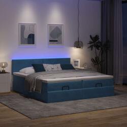 vidaXL Ottomán ágykeret matracokkal sötétkék 180x200cm bársony (3312909)
