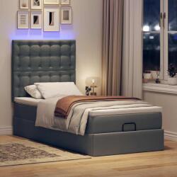 vidaXL sötétszürke szövet ottomán ágy matraccal & LED-ek 80x200cm (3314128)