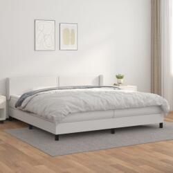 vidaXL fehér műbőr rugós ágy matraccal 200 x 200 cm (3130740)