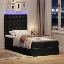 vidaXL Ottomán ágykeret matracokkal fekete 90x190cm bársony (3314434)