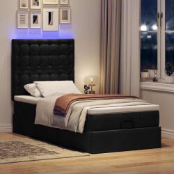 vidaXL fekete szövet ottomán ágy matraccal & LED-ek 80x200cm (3314129)