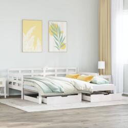 vidaXL fehér kihúzható heverő fiókokkal matrac nélkül 80 x 200 cm (3302258) - vidaxl