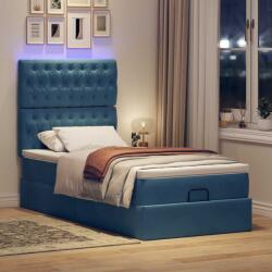 vidaXL Ottomán ágykeret matracokkal sötétkék 90x200cm bársony (3314370) - vidaxl