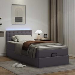 vidaXL Ottomán ágykeret matraccal Szürke 90x200cm műbőrrel (3312135)