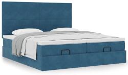 vidaXL Ottomán ágykeret matracokkal Sötétkék 200x200cm bársony (3313764)
