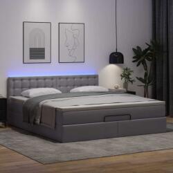 vidaXL szürke műbőr ottomán ágy matracokkal & LED-ek 160x200cm (3312165)