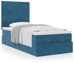 vidaXL Ottomán ágykeret matracokkal sötétkék 80x200cm bársony (3313365)